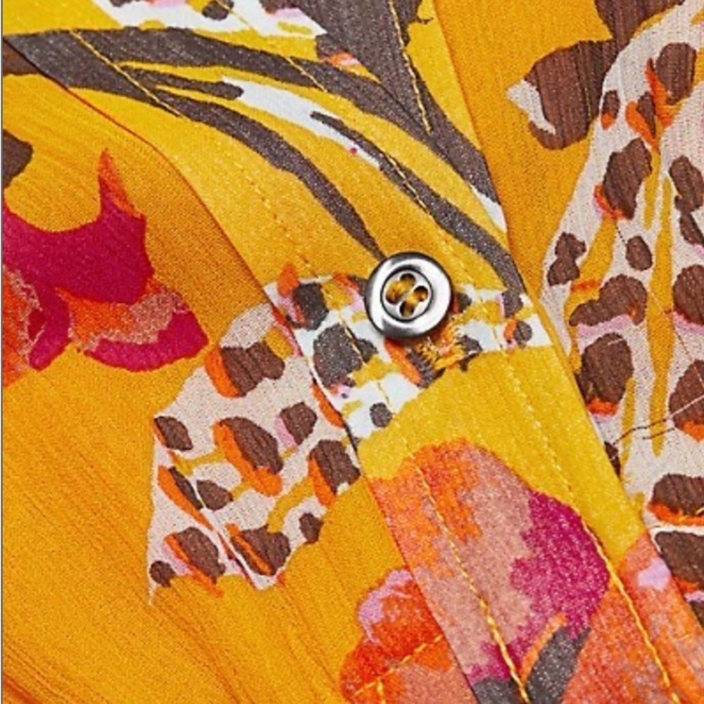 A.L.C. Jen Silk Floral Yellow Dress Size 12 - Picture 12 of 15